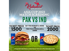 The Kababist Get Free Regular Pizza & Drink on Purchase of Ticket PKR 2,000